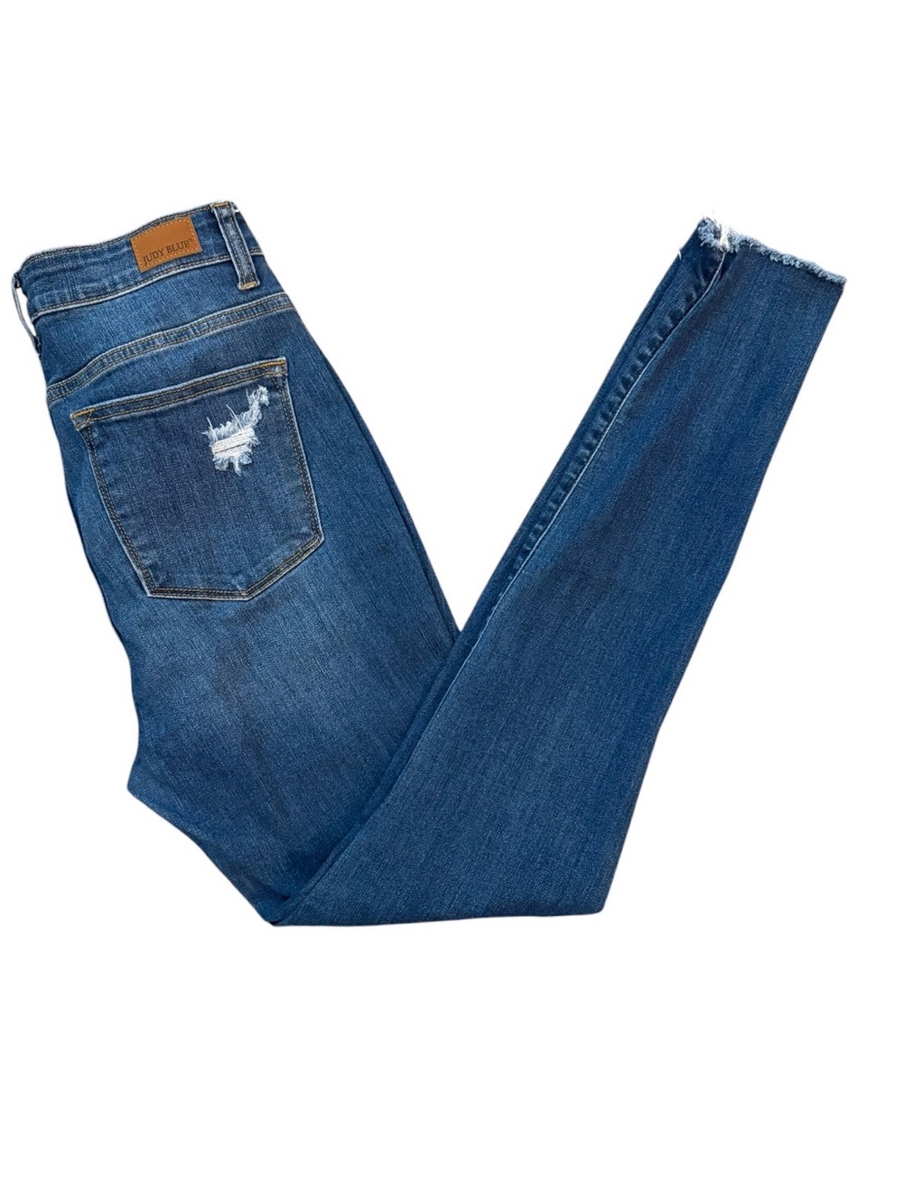 Judy Blue Classic Mid Wash Distressed Skinny Jeans